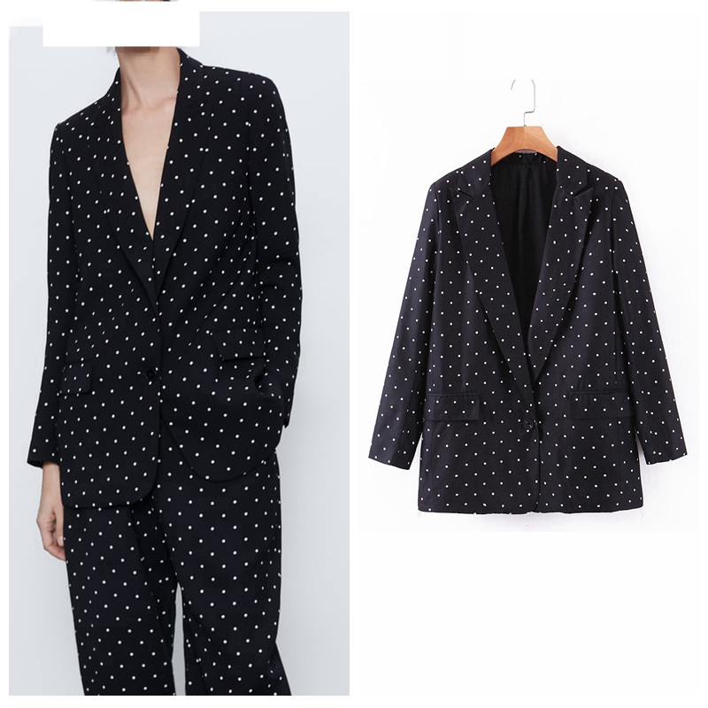 Casual Women Vintage Dots Print Black Blazer Female Long Sleeve Elegant Jacket Ladies Casual Blazer Suits, Pants
Casual Women Vintage Dots Print Black Blazer Female Long Sleeve Elegant Jacket Ladies Casual Blazer Suits, Pants