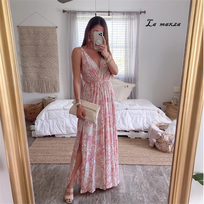 2020 Fashion Casual Women Print Dress Bohemian Style Summer Sexy V-neck Maxi Dress Sleeveless, As pic
2020 Fashion Casual Women Print Dress Bohemian Style Summer Sexy V-neck Maxi Dress Sleeveless, As pic