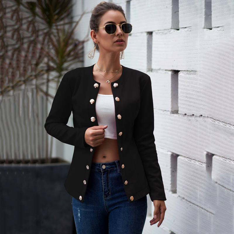 Red Casual Long Sleeve Blazer Jacket Women's Work Office Outerwear Spandex Slim Fit Button Closure V-Neck