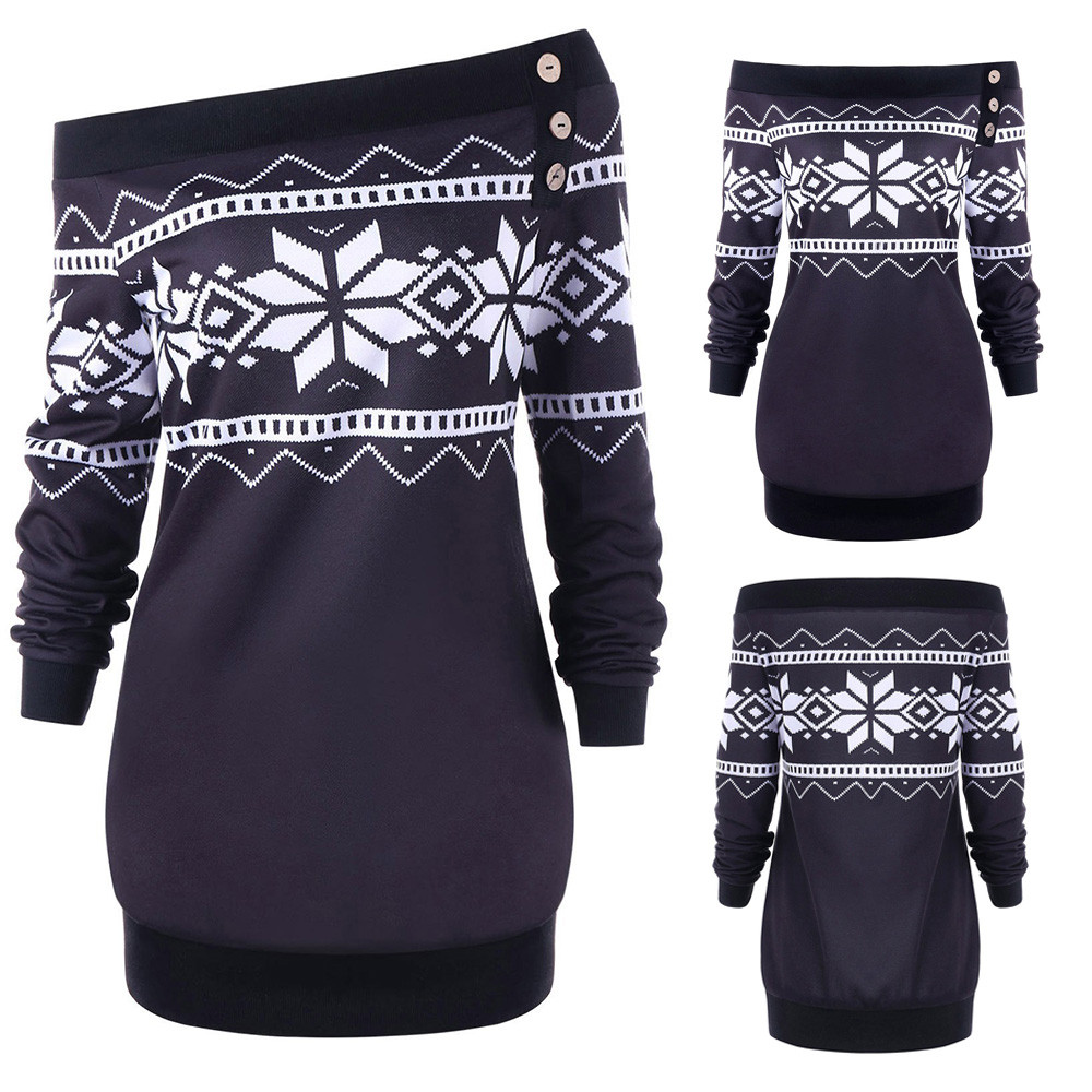 Womens Ladies Long Sleeve Fashion Cute Style Blouse Casual Skew Neck Snowflake Geometric Pullover Button Sweatshirt Tops, Purple
Womens Ladies Long Sleeve Fashion Cute Style Blouse Casual Skew Neck Snowflake Geometric Pullover Button Sweatshirt Tops, Purple