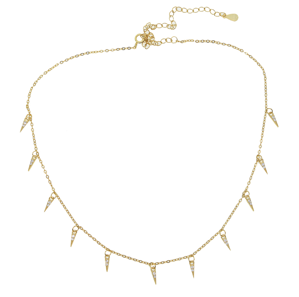Wholesale-cz spike charm necklace statement necklaces 925 sterling silver fine jewelry european fashion women jewelry
