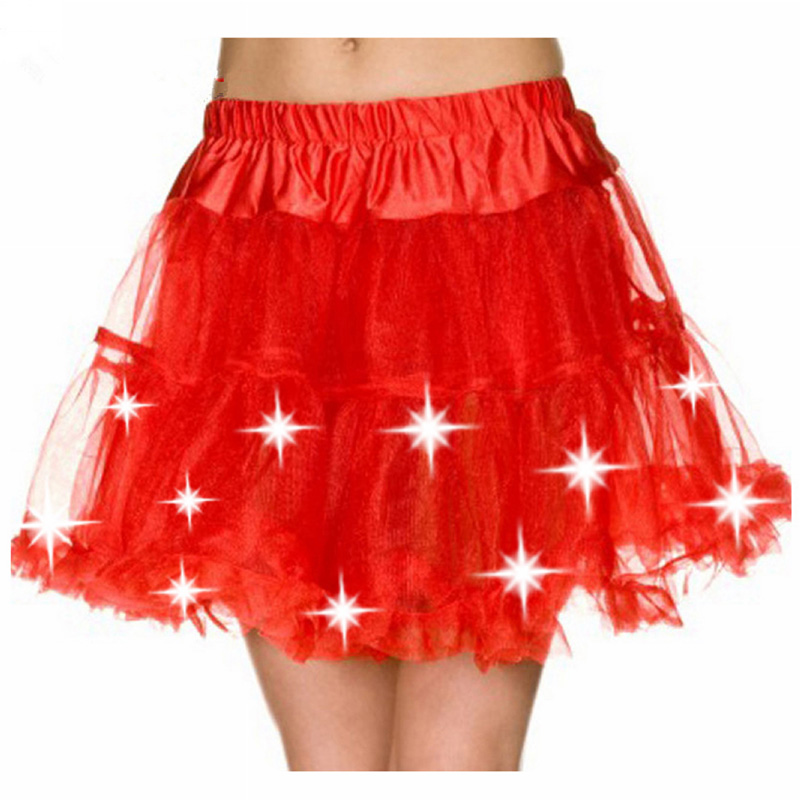 Led Lighting Party Tutu Skirt Women Holloween Christmas Festival Party Stage Show Clubwear Transparent Mesh Tulle Petticoat