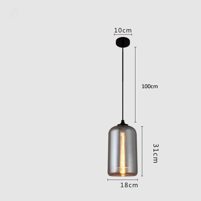 Modern Smoke Gray Glass Pendant Lights for Living Room Nordic Led Hanglamp Loft Industrial Hanging Lamp Home Decor Luminaire E27