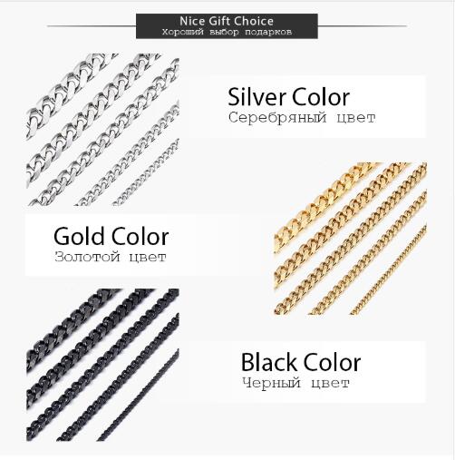 Stainless Steel Chains Necklace for Men Black Silver Gold Mens Necklaces Curb Cuban Davieslee Jewelry Gifts 3 5 7 9 11mm DLKNM0927