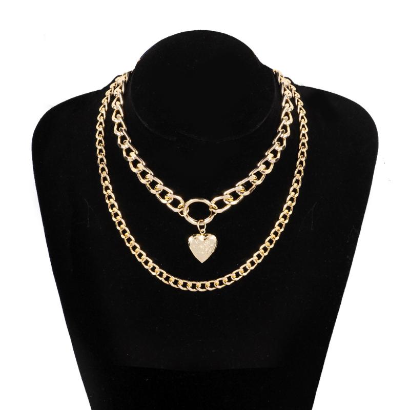Chains Punk Gold Silver Color Heart Love Big Thick Circle Chain Hollow Multilayer Locket Pendant Long Choker Necklace Women Jewelry
Chains Punk Gold Silver Color Heart Love Big Thick Circle Chain Hollow Multilayer Locket Pendant Long Choker Necklace Women Jewelry