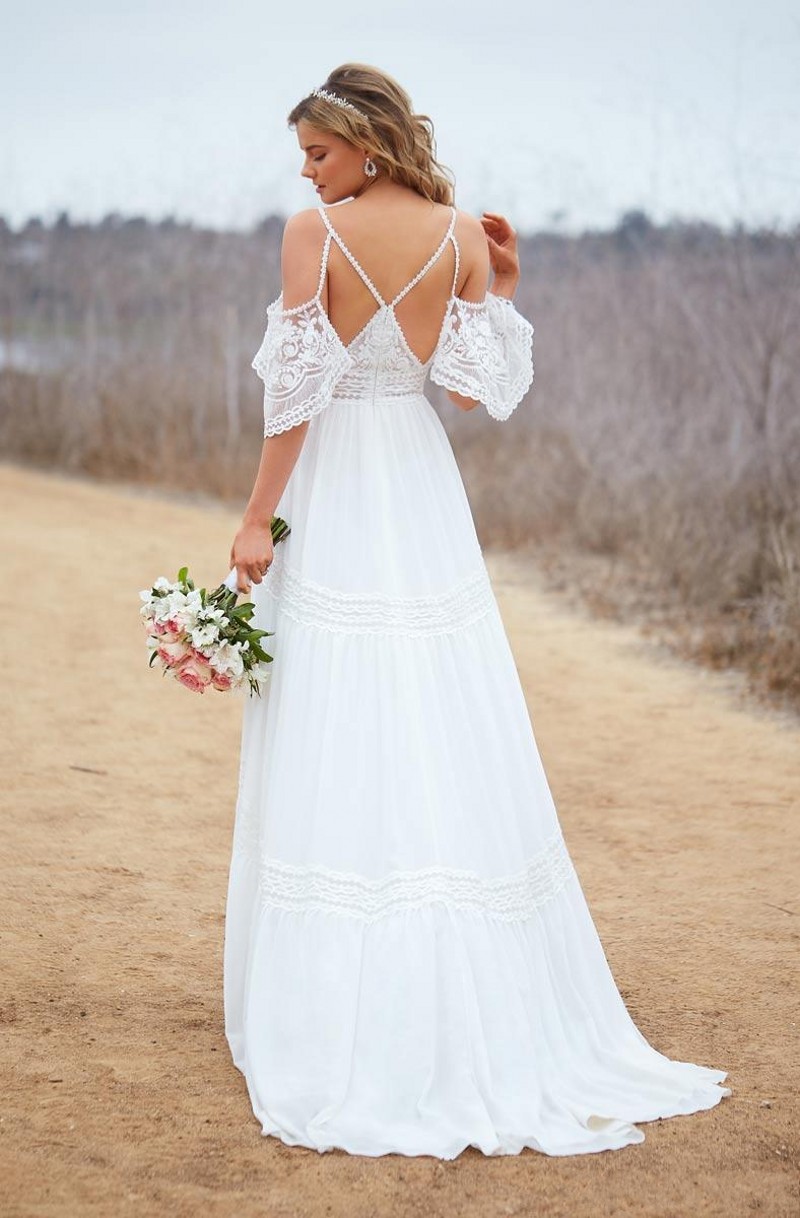 Sexy Boho Wedding Dresses 2020 Simple V Neck Empire Waist Bride Gowns Floor Length Casamento Chiffon Abito Da Sposa Beach Vestidos De Novia
