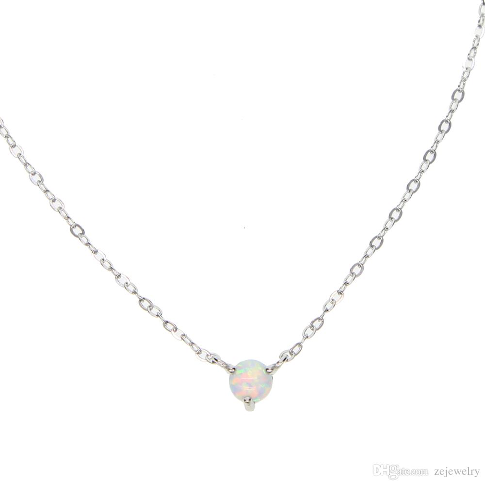 new fashion 925 sterling silver crystal cz round shape pendant necklace for women cute girl holiday beach statement charm jewelry gift