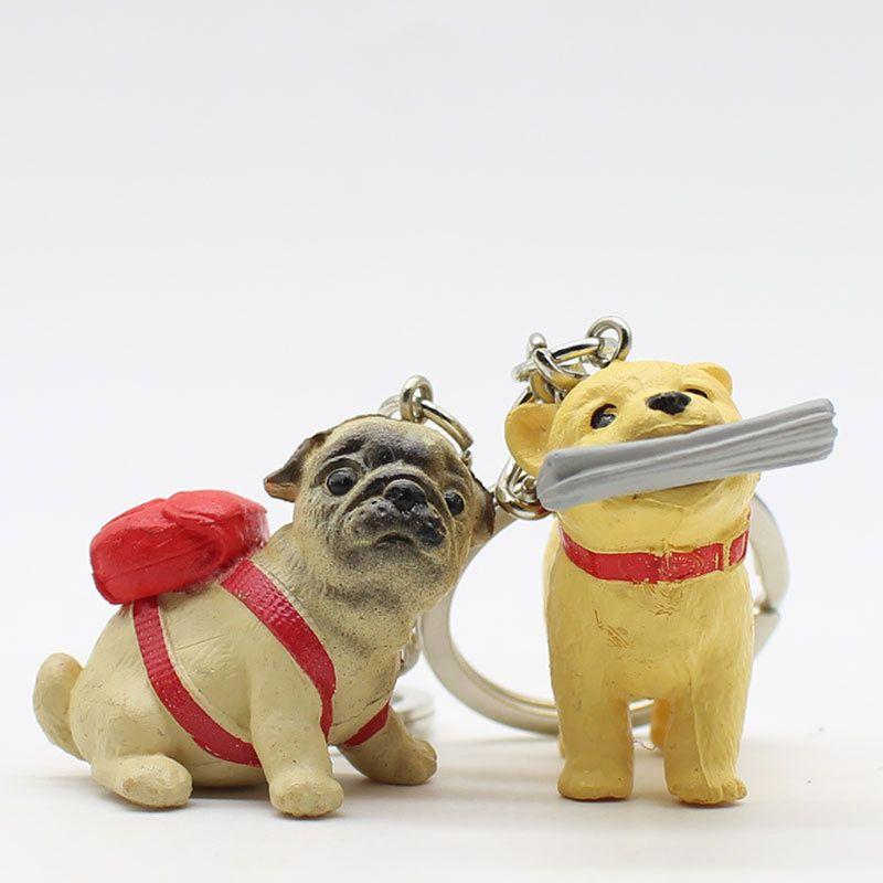 4pcs/lot 3d Pet Dog Lovers Animal Keyring Dog Bag Charms Keychains Fashion Jewelry New Key Ring Chain Key Holder