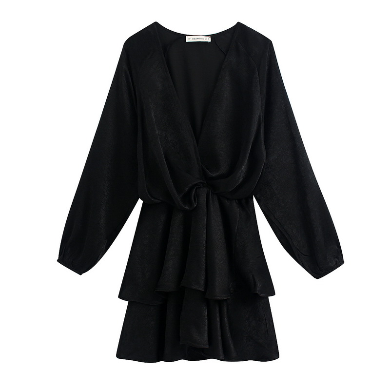 Women Dress Spring 2020 New Fashion Black Color Full Sleeve Cascading Mini Dresses Feminino Vestidos
Women Dress Spring 2020 New Fashion Black Color Full Sleeve Cascading Mini Dresses Feminino Vestidos