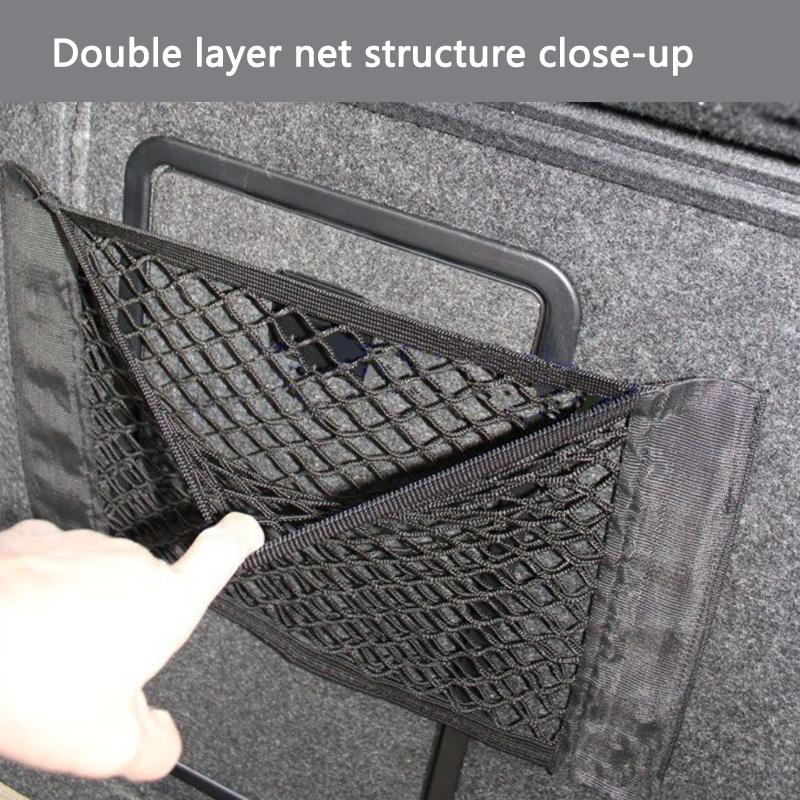 Car Back Seat Organizer Trunk Storage Bag Auto Organizer Double-deck Elastic String Net Car-styling Pocket Mesh Bag Car Accessories