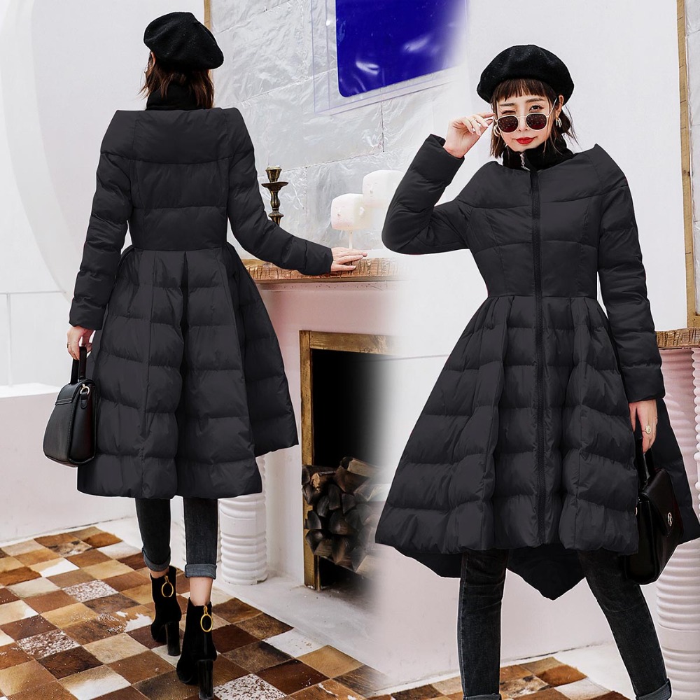2019 New Woman Long Parker Style Large Size Jacket Fashion Cotton Coat Female Fur Collar Long Thick Parker Winter Coat Outerwear