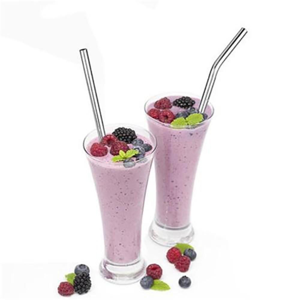 5pcs Eco Friendly Reusable Straw 304 Stainless Steel Straw Metal Drinking Straws Set with Brush & Bag