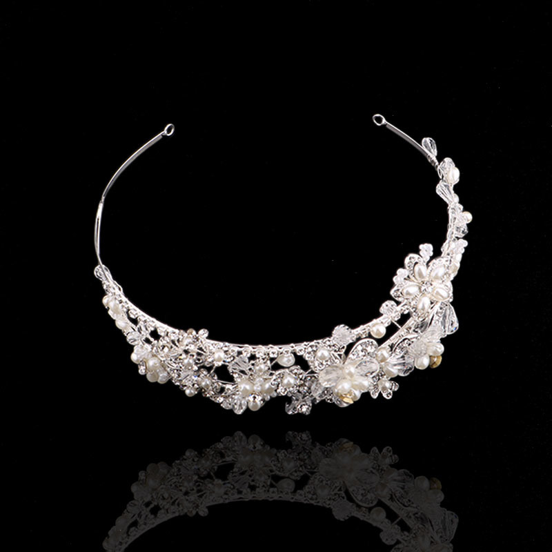 Vintage Gold Pearl Rhinestone Leaf Bride Tiaras Headband Hairband Bridal Hair Jewelry Head Piece Wedding Crown Accessories SL CJ191226