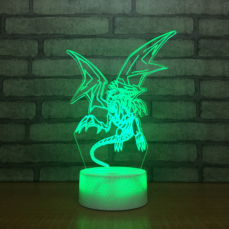 Yu Gi Oh Blue-Eyes White Dragon 3D Table Lamp Touch Control 7 Colors Changing Acrylic Night Light USB Decorative Kids Gifts