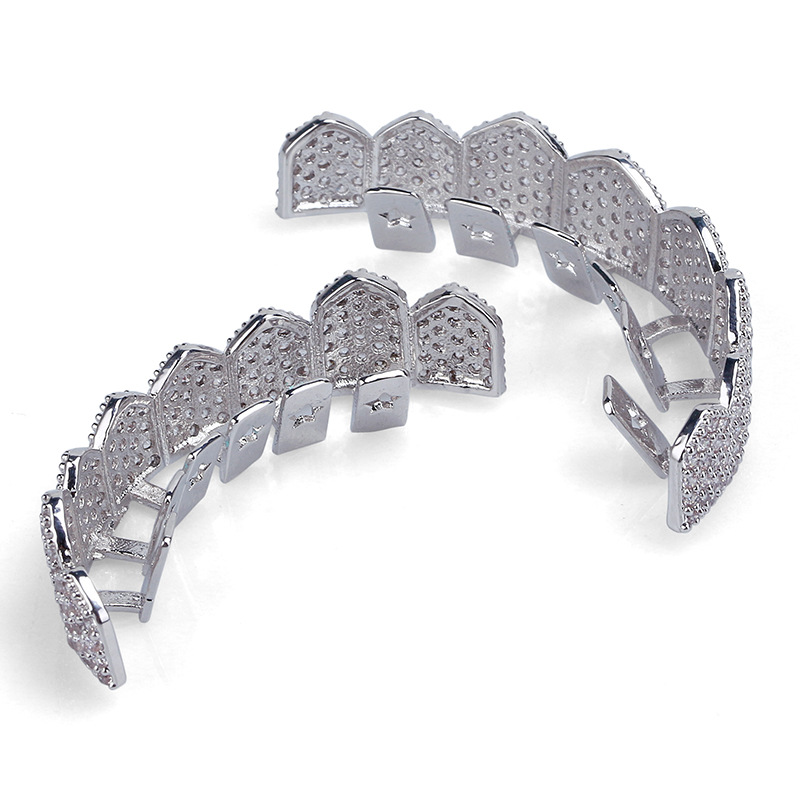Hip Hop Jewelry Mens Diamond Grillz Teeth Style Charms Gold Luxury Designer Iced Out Grills Fashion Rapper Men Fashion Accessories