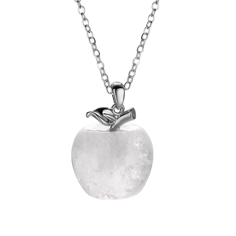 qimoshi Natural stone crystal apple pendant necklace woman sweater chain Christmas Eve gift