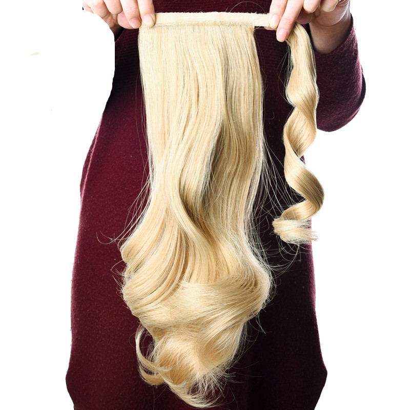Honey Blonde Clip In Human Hair Ponytail Extensions 12/16/20 inches Natural Body Wave Hair Piece Wrap Around Pony Tail For Women