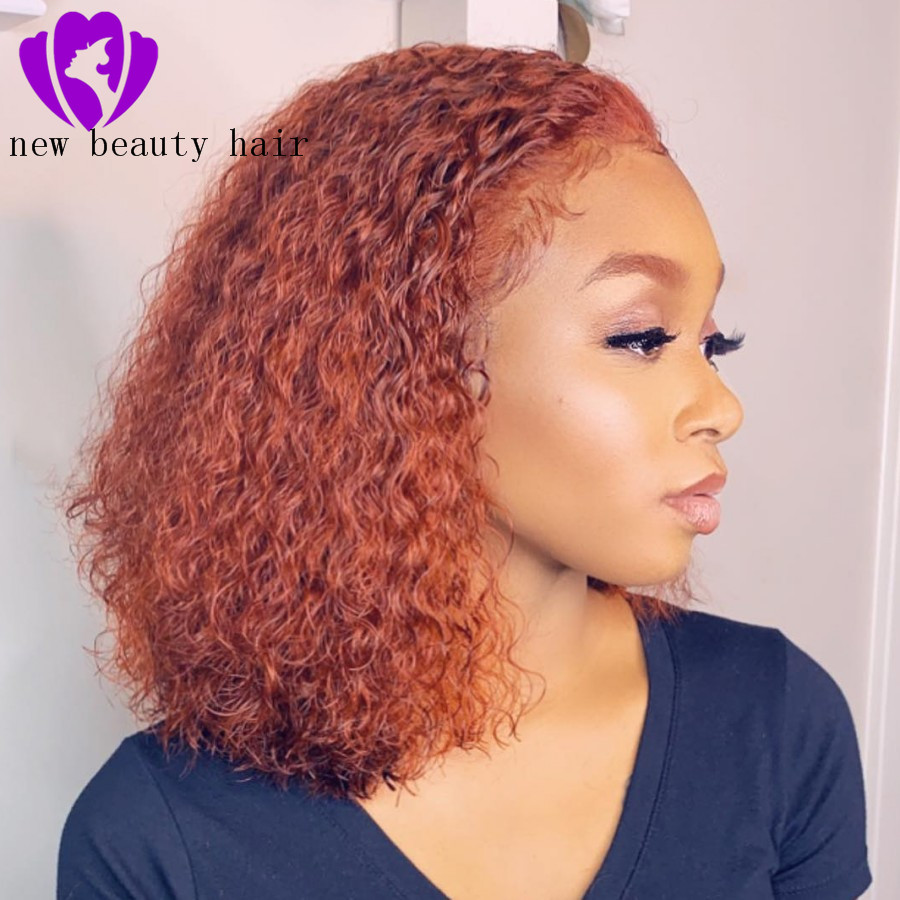 Stock 150% density kinky curly glueless synthetic lace front wig heat resistant braizlian loose curly wig for african american women