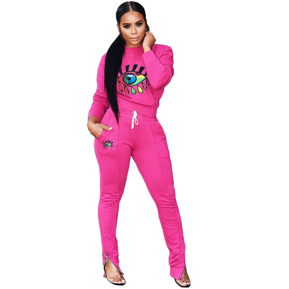Women print Tracksuit Plus Size girls sportswear Hoodie long Pants 2 pieces set Outfit Spring Autumn Casual Clothes Suit S-2XL