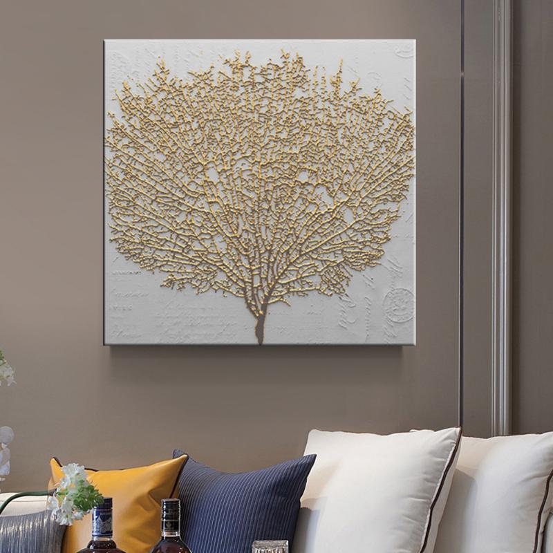 Home Decorative Nordic Style Poster Prints Wall Art Canvas Painting Abstract Golden Tree Modular Pictures Modern for Living Room