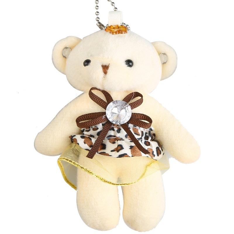 10pcs/Lot Mini Plush Keychain for Girl Cute Bear Key Chain Toy for Children Lovely Plush Toy Tool Doll Soft Present Birthday Gift Bag Charm