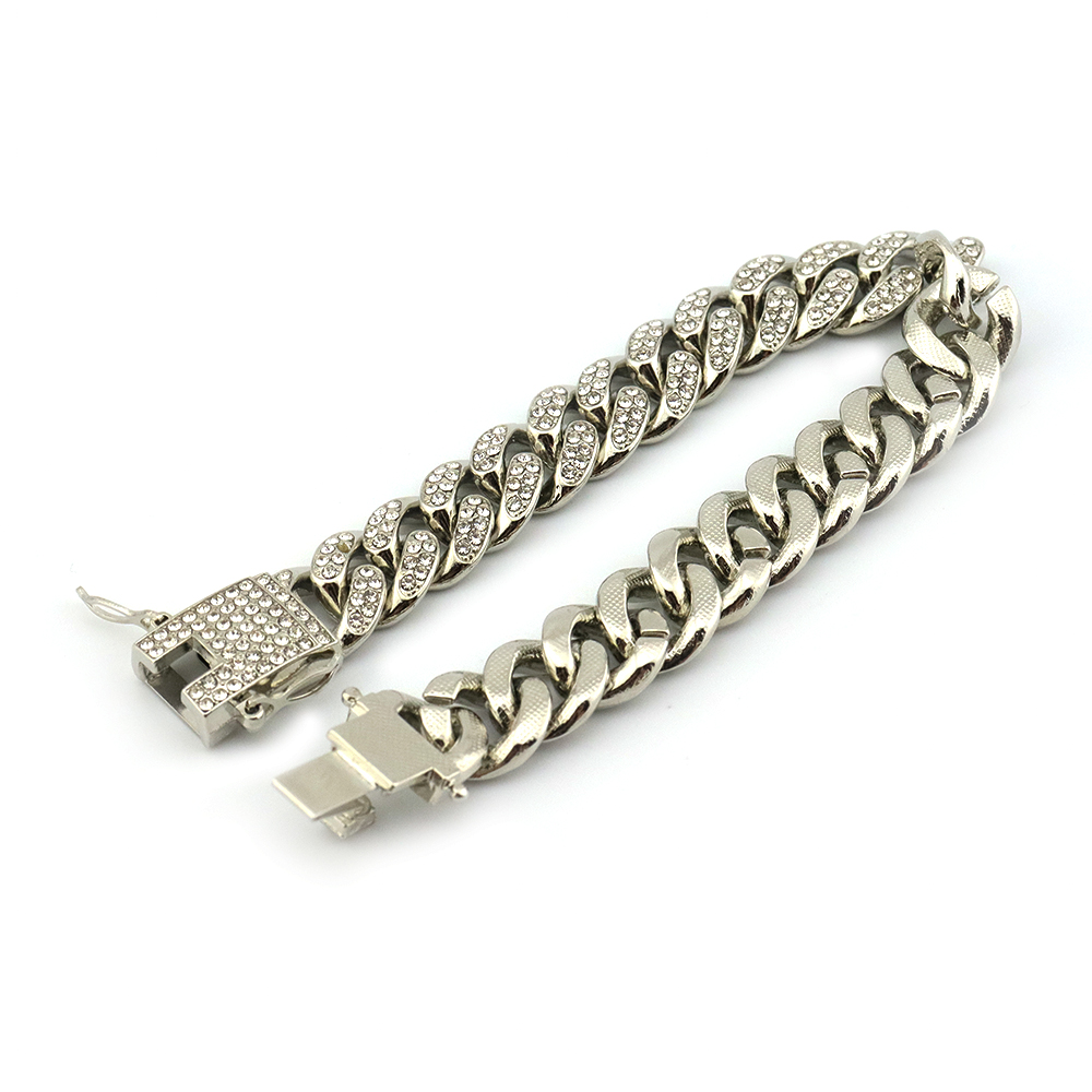 Hip Hop Iced Out Bling CZ Men Bracelet fashion 18 20cm long Miami Cuban Link bracelets male Hiphop jewelry gifts