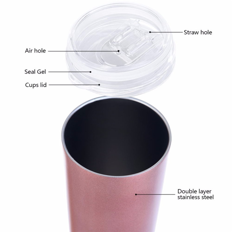 20 OZ Hydration Gear 304 Stainless Steel Skinny Tumbler Vacuum Insulated Straight Cup With Lids and Straws Beer Coffee Mug Glasses
