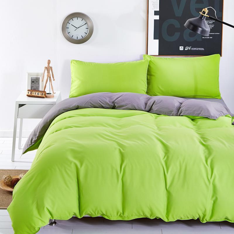 Bedding Sets Simple Color Lake Blue Striped Bed Sheet Duver Quilt Cover Pillowcase Soft Silver Gray King Queen Full Twin