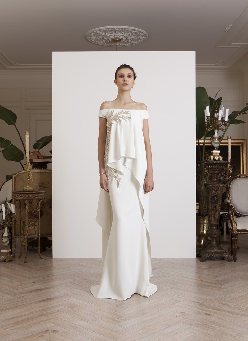 Azzi Osta 2019 White Mermaid Prom Dresses With Cape Off The Shoulder Lace Appliqued Celebrity Party Gowns Dubai Sweep Train Evening Dress