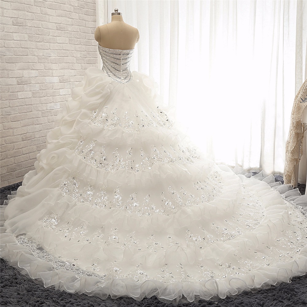 vintage crystal wedding dresses sweetheart beading ruffles lace appliqued wedding gowns bride dress vestido de noiva