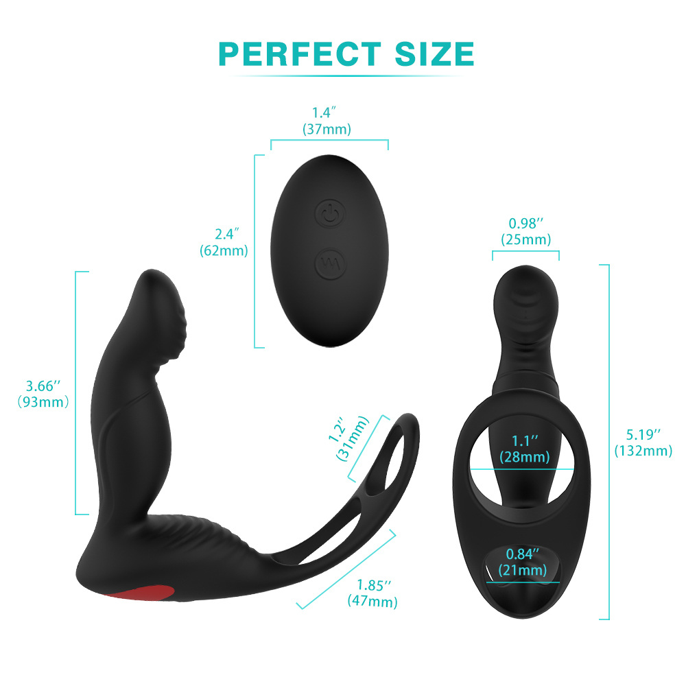 G-spot Penis Testis Perineum Prostate Massage With Ring Vibrator Remote Control Male Masturbator Anal Sex Product For Men Y190124