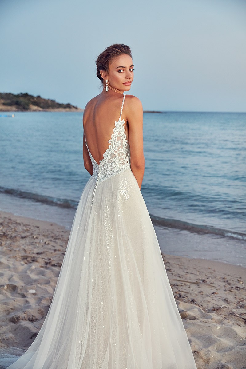 Eddy k 2019 Wedding Dresses Spaghetti Backless Lace Bridal Gowns vestido de novia Sweep Train A Line Wedding Dress Cheap