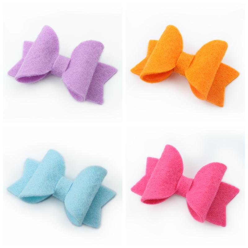 20pcs/Lot Girls Hair Bows Hairpins Barrettes Hairgrip 3 Inch Solid Hairbow Non Woven Warm Bow With / Without Clips New Headwear - view 3