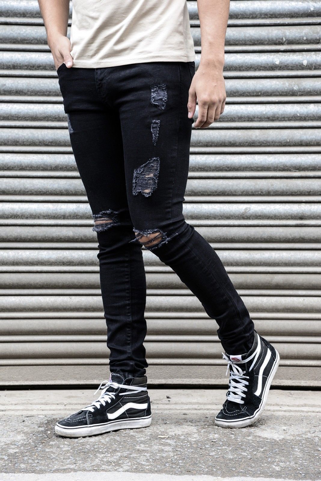 Distressed Denim Jeans Men's Summer Slim Fit Pants | Collection B4