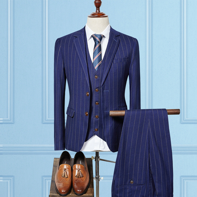 Men' suit spring and autumn new men' business self-cultivation striped suit 3 piece jacket + pants + vest casual suits, Black
Men' suit spring and autumn new men' business self-cultivation striped suit 3 piece jacket + pants + vest casual suits, Black