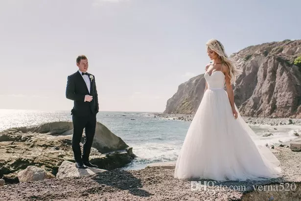 Beach Wedding Dress Bridal Gown Women Dresses Alibaba Custom Made Bridal Dress with Spaghetti Strap CG01