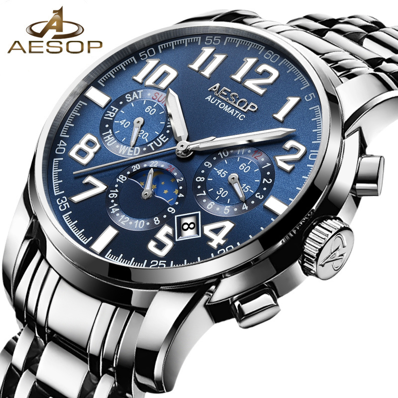 Aesop Man Watch Men Brand Automatic Mechanical Shockproof Waterproof Wristwatch Male Clock Relogio Masculino, No send watch for shipping
Aesop Man Watch Men Brand Automatic Mechanical Shockproof Waterproof Wristwatch Male Clock Relogio Masculino, No send watch for shipping