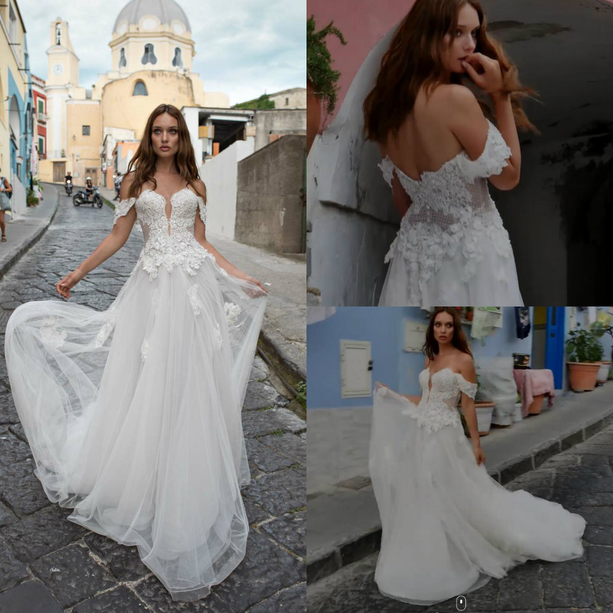 2019 Lace Bohemian Wedding Dresses Appliqued Off The Shoulder A Line Sweep Train Boho Wedding Dress Custom Garden Bridal Gowns Vestido De