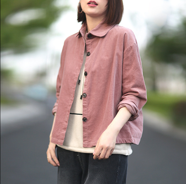 Women jackets Autumn Retro Loose Corduroy Coat 2019 New Female Tops Cardigan Long-sleeved Button Casual jackets Mori girl, Pink
Women jackets Autumn Retro Loose Corduroy Coat 2019 New Female Tops Cardigan Long-sleeved Button Casual jackets Mori girl, Pink