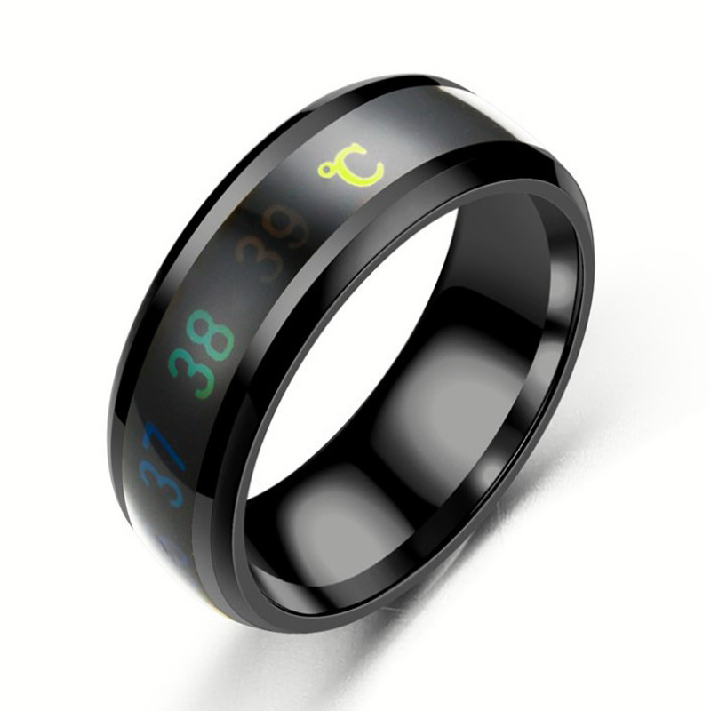 Fashion Intelligent Thermometer temperature measuring ring Stainless steel simple creative Couple wedding jewelry Dropshipping hot sale