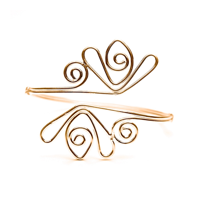 Minimalist Gold Metallic Coil Upper Arm Cuff Open Bracelet Armband Punk Tulip Bracelet Armband Metal Armband Female