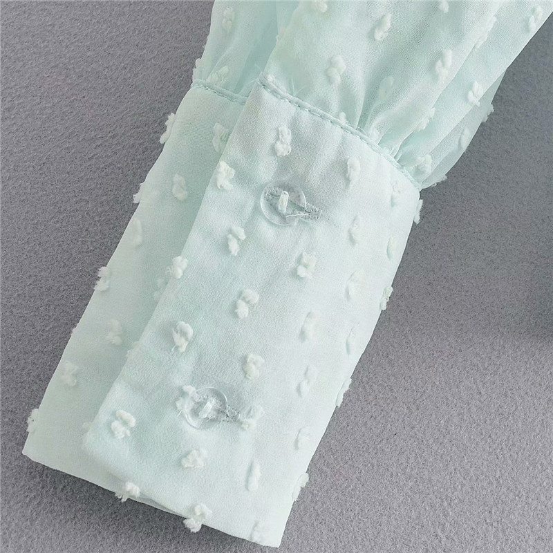 Elegant floral embroidery women blouse shirt Puff sleeve turtleneck female solid chiffon blouse tops Streetwear ladies blouses T200321