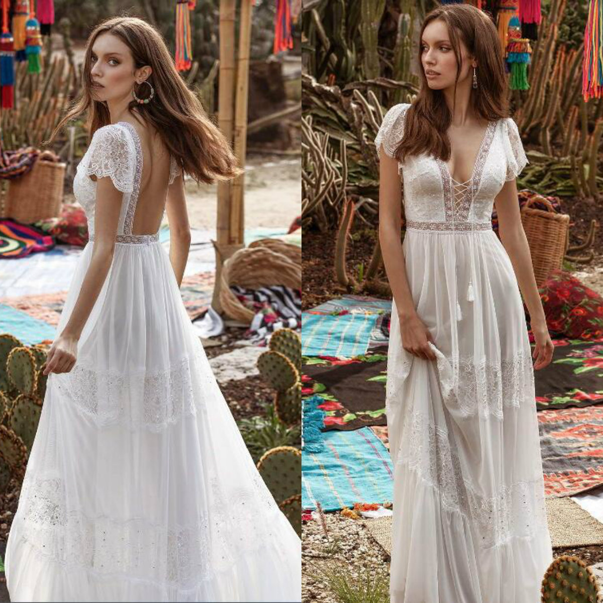 2020 Lace Boho Wedding Dresses Cap Sleeves V Neck Open Back Beach Wedding Gowns Bridal Dress Vestido de noiva, Gold
2020 Lace Boho Wedding Dresses Cap Sleeves V Neck Open Back Beach Wedding Gowns Bridal Dress Vestido de noiva, Gold