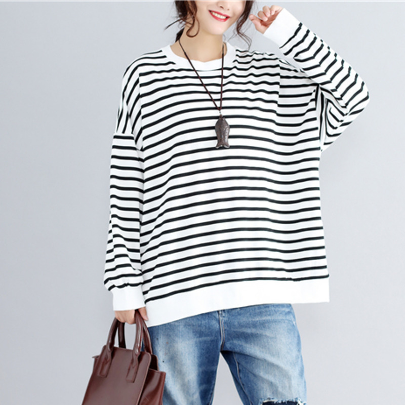 #1916 Autumn Striped Pullover Sweatshirt Women School Girls Long Cotton Loose Fashion Sleeve Streetwear Clothes, Black
#1916 Autumn Striped Pullover Sweatshirt Women School Girls Long Cotton Loose Fashion Sleeve Streetwear Clothes, Black