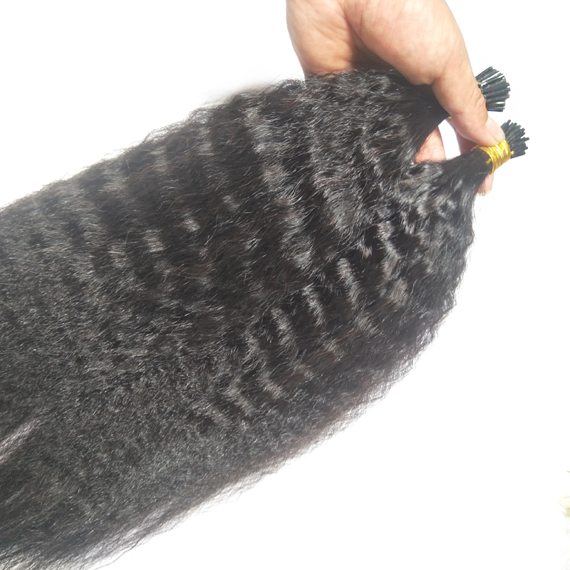 Invisible Remy Kinky Curly I Tip Human Hair Extensions Virgin Hair Extension Natural Hair Blonde I Tip 1g/s 100g Coarse Yaki Keratin