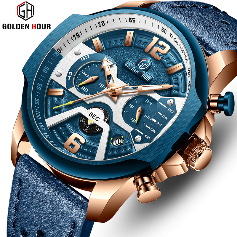 Mens Watches Top Brand Luxury Blue Quartz Men Watch Leather Chronograph Big Sport Wrist Watch Man Male Clock Relogio Masculino LY191213, Gold black
Mens Watches Top Brand Luxury Blue Quartz Men Watch Leather Chronograph Big Sport Wrist Watch Man Male Clock Relogio Masculino LY191213, Gold black