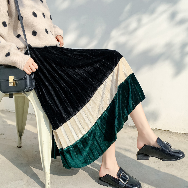 Half-body Skirt Woman Design Sense Of Color Split Joint Long Fund Loose Skinny Pleuche Pleated Skirt, Blue
Half-body Skirt Woman Design Sense Of Color Split Joint Long Fund Loose Skinny Pleuche Pleated Skirt, Blue