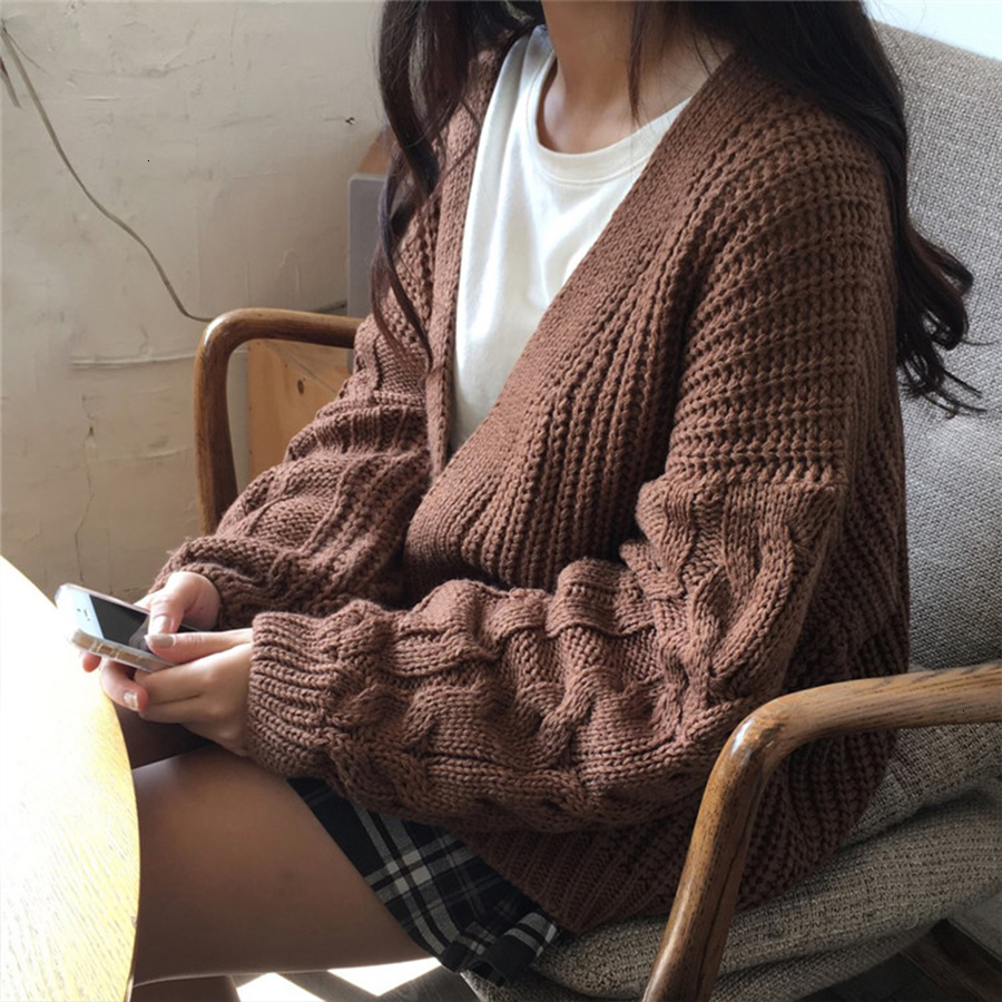 DICLOUD New Autumn Knit Sweater Women 2018 Fashion Harajuku Loose Warm Cardigan Women College Casual Long Sleeve Winter CoatMX190926