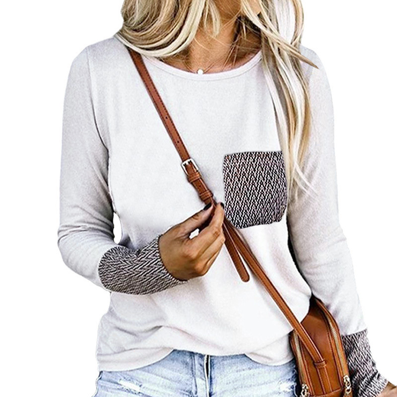 Women's T-Shirt Europe United States autumn/winter 2021 sets pure color round collar cross long sleeve