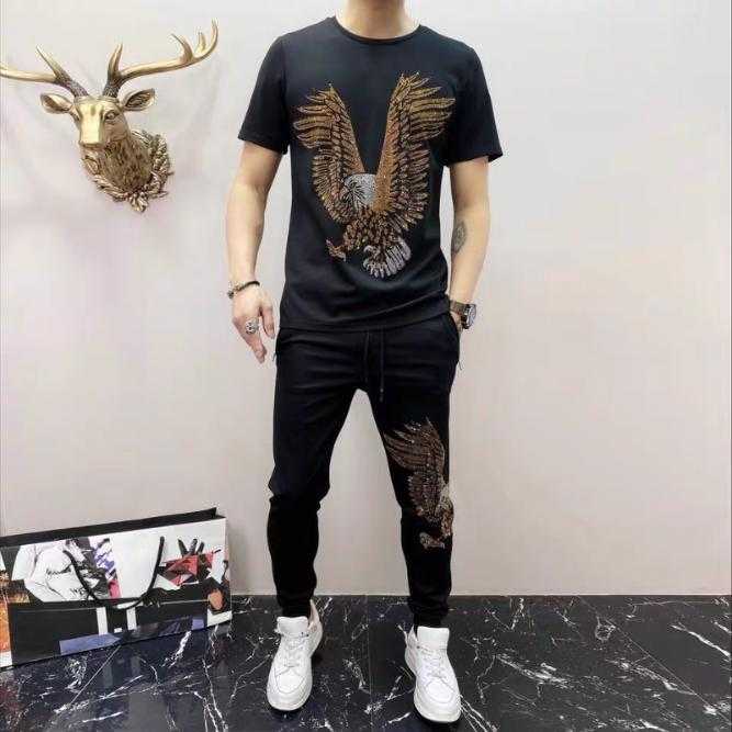 Spring and summer men's Tracksuit fashion rhinestone sportswear casual slim two-piece men's sportswear, As shown
Spring and summer men's Tracksuit fashion rhinestone sportswear casual slim two-piece men's sportswear, As shown